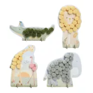 Little Dutch Safari pom pom kép készítő doboza és a benne található állatfigurák 80+ pompon jelzéssel