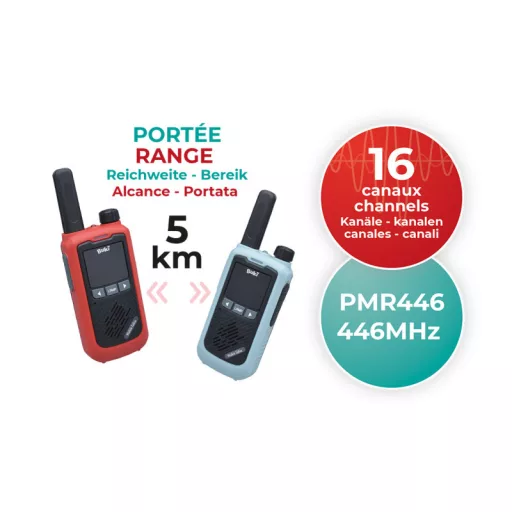Újratölthető walkie-talkie 5 km-es hatótávolsággal BUKI