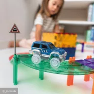   Cleverclixx mágneses építőjáték - Versenypálya kiegészítő kanyarok 15 db