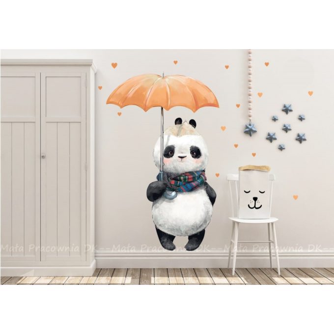 Falmatrica - Panda esernyővel és szívekkel