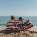 Little Dutch strandtörölköző Ocean World Brown Stripe