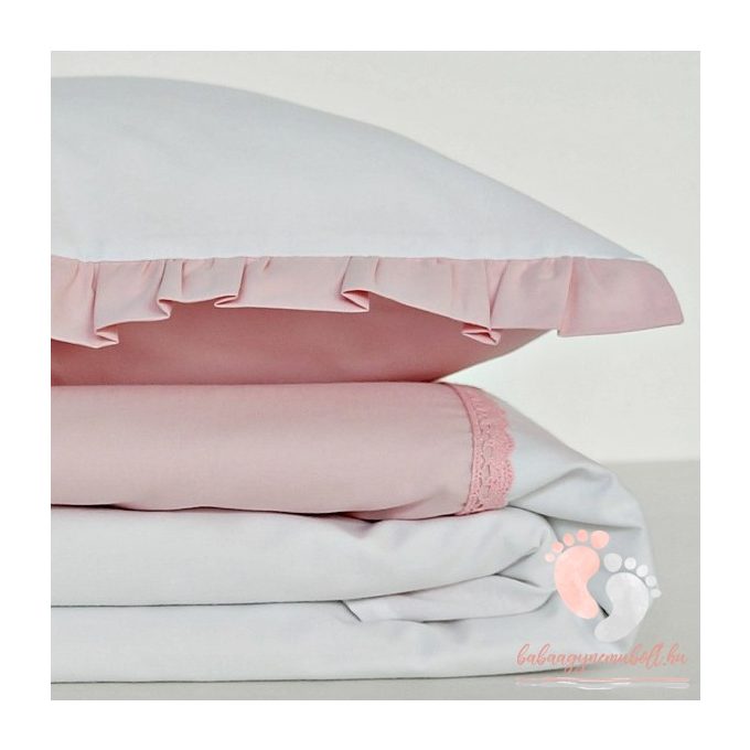 Pastell ágynemu huzat - Fehér & púder rózsaszín