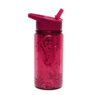 Petit monkey szívószálas kulacs glitter 300ml - Piros
