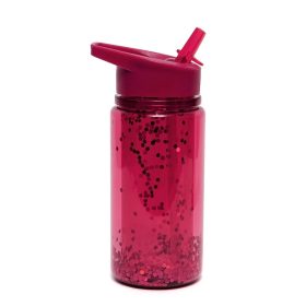 Petit monkey szívószálas kulacs glitter 300ml - Piros