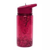 Petit monkey szívószálas kulacs glitter 300ml - Piros