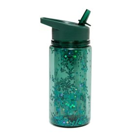 Petit monkey szívószálas kulacs glitter 300ml - Zöld