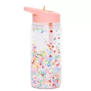 Petit Monkey Macaron Pops szívószálas kulacs korall színben, rázható gyöngyökkel