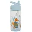 Petit Monkey szívószálas kulacs 380 ml-es méretben, világoskék kupakkal és Tábortűz mintás róka figurával