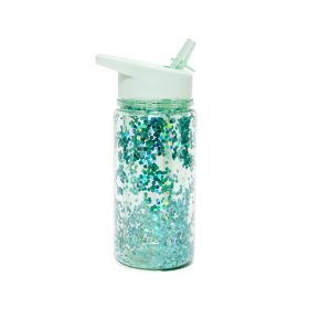 Petit monkey szívószálas kulacs glitter 300ml - Türkiz