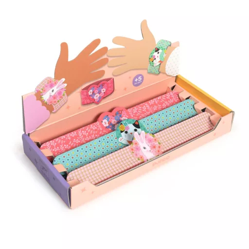 Djeco Rácsapós karkötő - Szív, Macsek, Nyúl - Slap bracelets heart,rabbit,cat