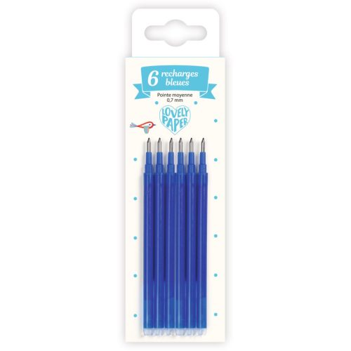 Djeco Tollbetét - Kék, 6 db-os - Set of 6 blue refills - medium point