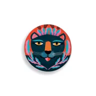 Djeco Wild lovely badges kreatív kitűzőkészítő szett doboza és a benne található elemek