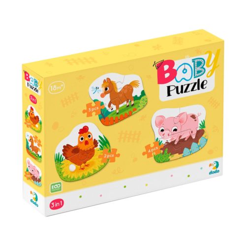 Dodo Toys 3 az 1-ben puzzle - A farmon