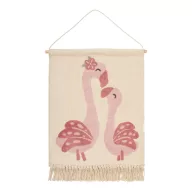 Little Dutch flamingó mintás fali szőnyeg organikus pamutból fa tartórúddal