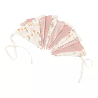 Little Dutch Blooming Safari 200 cm-es textil girland kiterítve rózsaszín és mintás pamut zászlókkal
