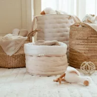   Little Dutch kerek tároló 20x15 cm - Pure Soft Beige Stripes
