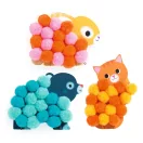 Djeco Pompom-kép készítés állatos szett színes pomponokkal és illusztrált állatfigurákkal