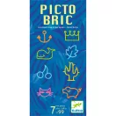 Djeco Picto Bric Képtelen képek társasjáték dobozának elölnézeti grafikája kék háttérrel