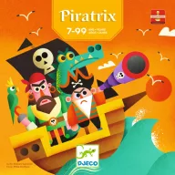Djeco Piratrix kalózos taktikai társasjáték doboza színes kalóz karakterekkel