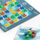 Djeco Fish'n Shark Cápácska társasjáték doboza nagy kék cápával és színes halakkal