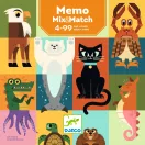 Djeco Memo Mix and match párkereső társasjáték doboza állatfigurás illusztrációkkal