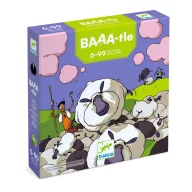 Djeco Leg-előreee! Baaa-tle társasjáték doboza színes, futó bárányokat ábrázoló grafikával