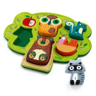 Djeco Oski fa formaillesztő és bébi puzzle doboza színes állatfigurákkal