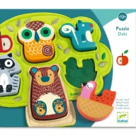 Djeco Oski fa formaillesztő és bébi puzzle doboza színes állatfigurákkal