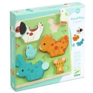 Djeco Puzz & Play Friends formaillesztő és toronyépítő állatos figurákkal