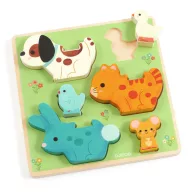 Djeco Puzz & Play Friends formaillesztő és toronyépítő állatos figurákkal
