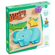 Djeco WoodyWild vadállatos fa formaberakó állatos figurákkal 1 éves kortól