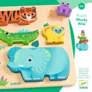 Djeco WoodyWild vadállatos fa formaberakó állatos figurákkal 1 éves kortól