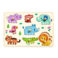 Djeco Hippo'n'Co formaillesztő fa állatfigurákkal 1 éveseknek