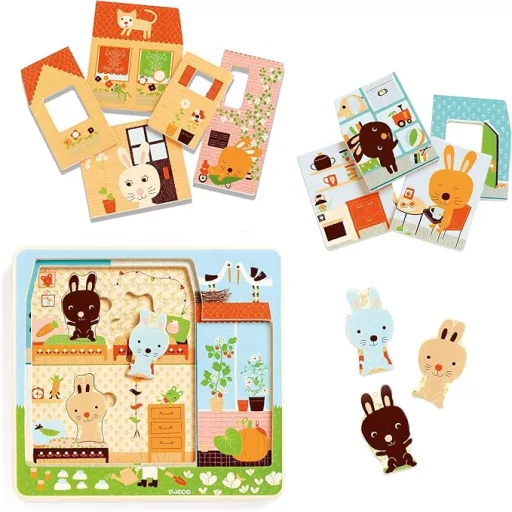 DJECO Képkirakó - Nyuszkó háza - Rabbit cottage