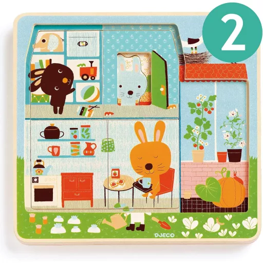 DJECO Képkirakó - Nyuszkó háza - Rabbit cottage