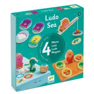 Djeco Ludo Sea tengeri társasjáték doboza 4 különböző készségfejlesztő játékkal