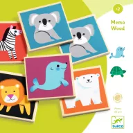 Djeco Memo Wood 32 darabos fa memória játék zöld színű doboza