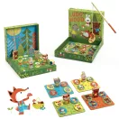 Djeco Ludo Wood társasjáték játékmódjai felállítva mágneses horgászattal és lottó táblákkal
