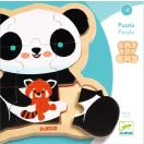 Djeco Puzzlo Panda fa kirakó részben behelyezett elemekkel a fa keretben
