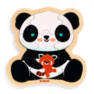 Djeco Puzzlo Panda 9 darabos fa puzzle doboza és a keretes kirakó