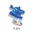 Djeco Puzzlo Kipic 9 darabos fa puzzle doboza és kék süni mintás kirakója