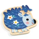 Djeco Puzzlo Kipic 9 darabos fa puzzle doboza és kék süni mintás kirakója