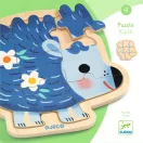 Djeco Puzzlo Kipic 9 darabos fa puzzle doboza és kék süni mintás kirakója