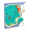 Djeco Puzzlo Elephant 14 darabos fa puzzle kék dobozban, zöld elefántos mintával
