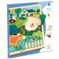Djeco Puzzlo farm tanyasi állatos fa formaillesztő játék