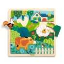 Djeco Puzzlo farm tanyasi állatos fa formaillesztő játék