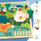 Djeco Puzzlo farm tanyasi állatos fa formaillesztő játék