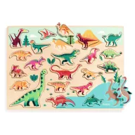 Djeco Puzzlo Dino színes dínós fa formaillesztő játék gyermekeknek