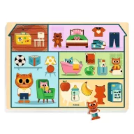 Djeco Puzzlo House fa formaillesztő és formaberakó házikó alakú alappal