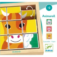 Djeco Animoroll állatos kockakirakó forgatható elemekkel 2 éves kortól